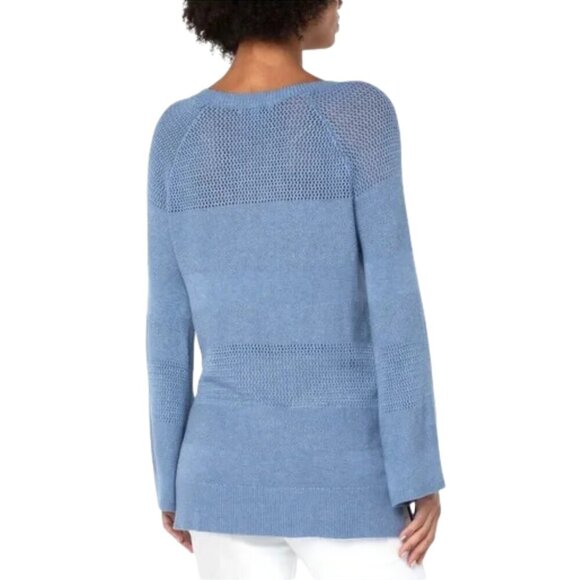 NWT Liverpool Mixed Stitch Crewneck Sweater in Cornflower Blue Heather Sz. S - Picture 3 of 3
